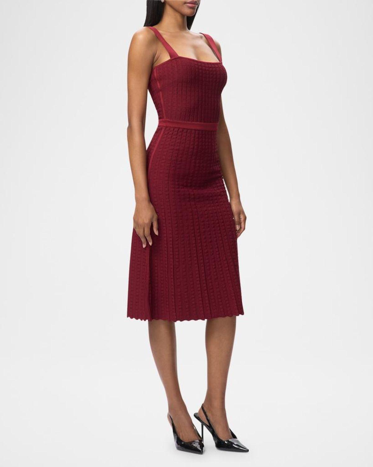anastasia knit dress Hervé Léger The Midi in Red pink_small