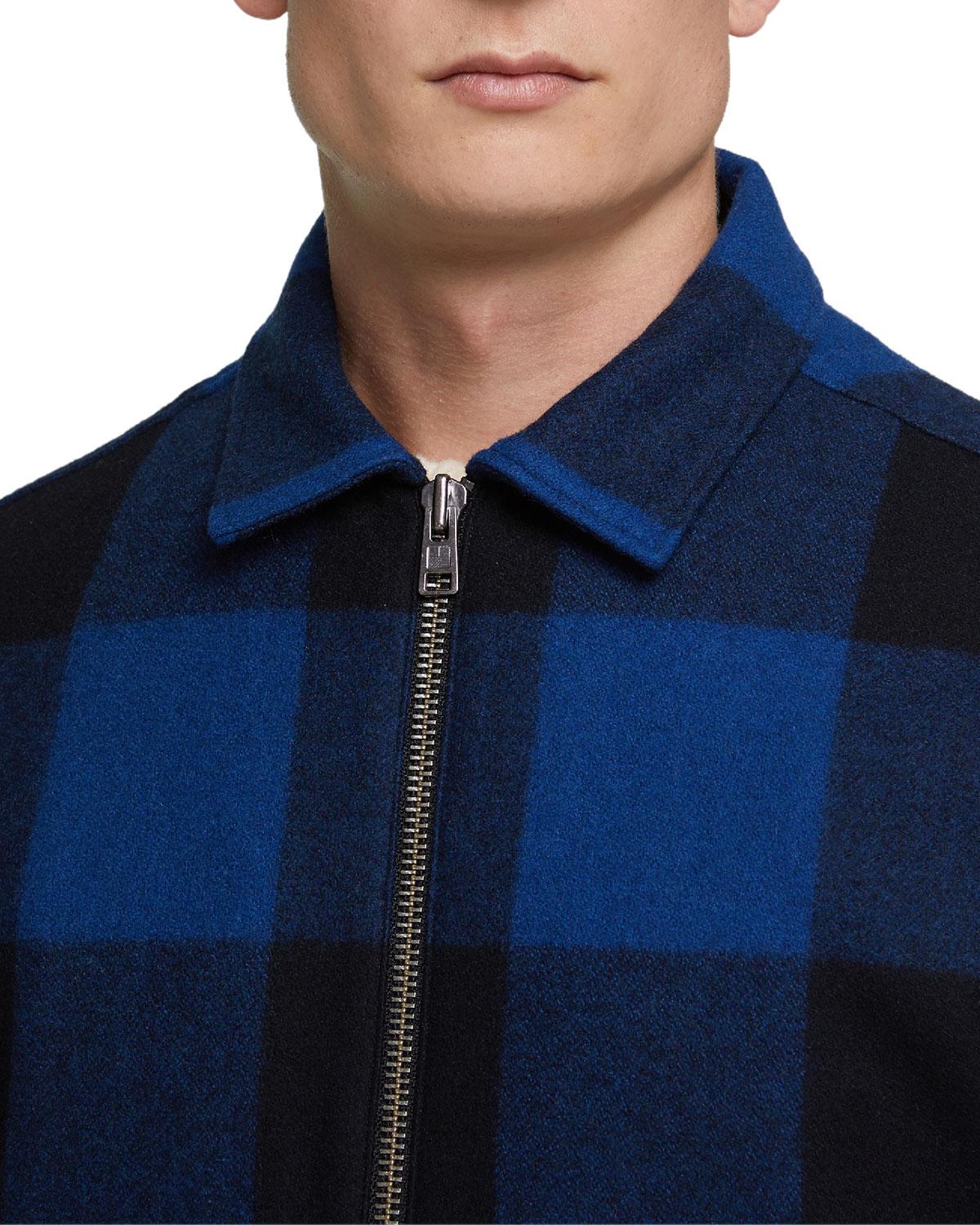 Woolrich Wool Men's Buffalo Check Zip-front Jacket, Blue for Men - Lyst