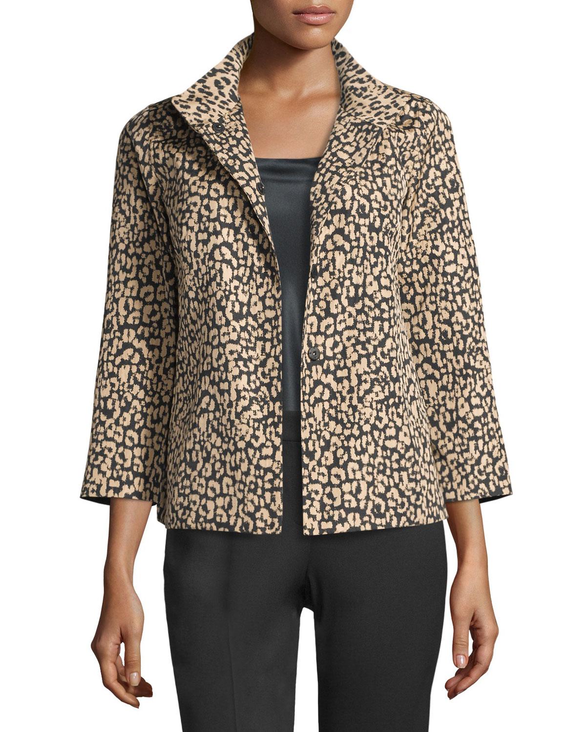 Lafayette 148 New York Synthetic Vanna Leopard-print Jacket, Black ...