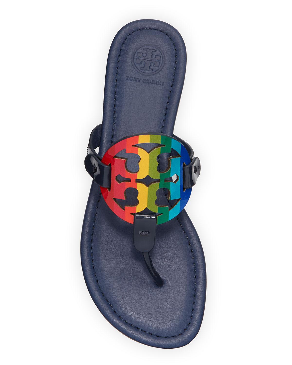 Tory Burch Miller Rainbow Flat Sandals in Blue | Lyst