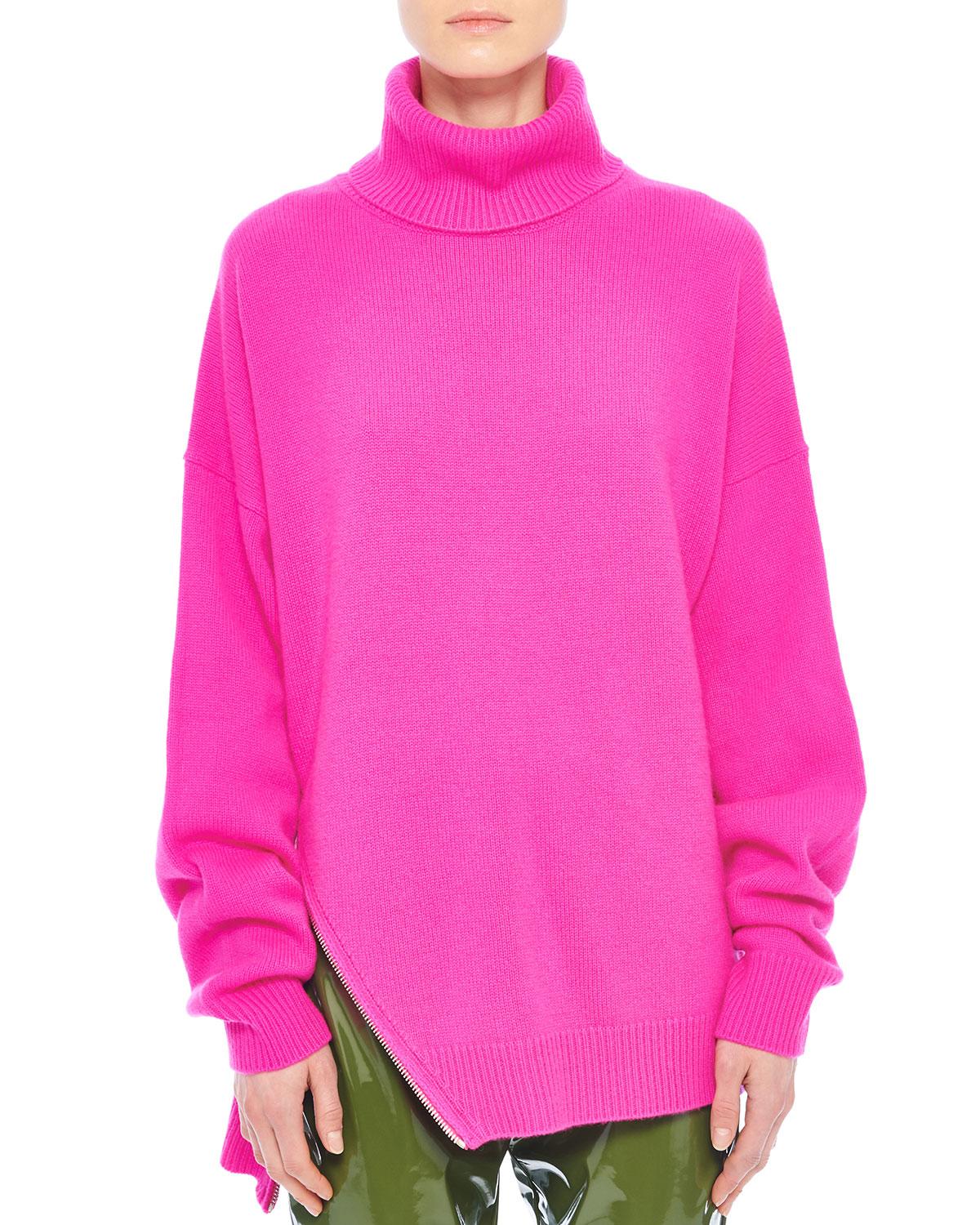 hot pink turtleneck sweater