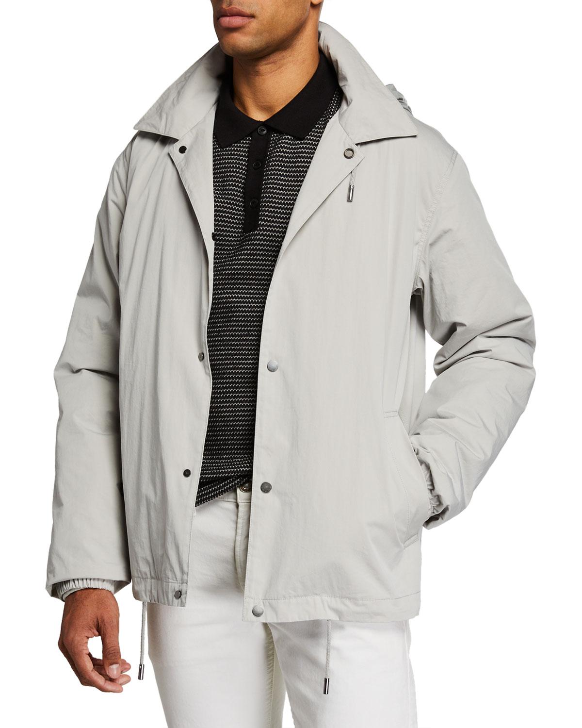 Yves Salomon Men's Hooded Cotton Coach Jacket in Smoke (Gray) for Men ...