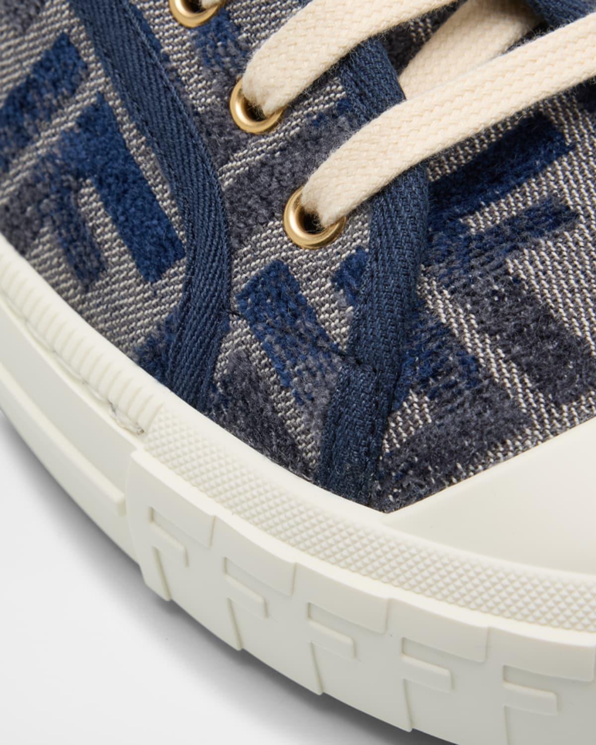 Fendi Domino Ff Chenille Jacquard Low-Top Sneakers in Blue | Lyst