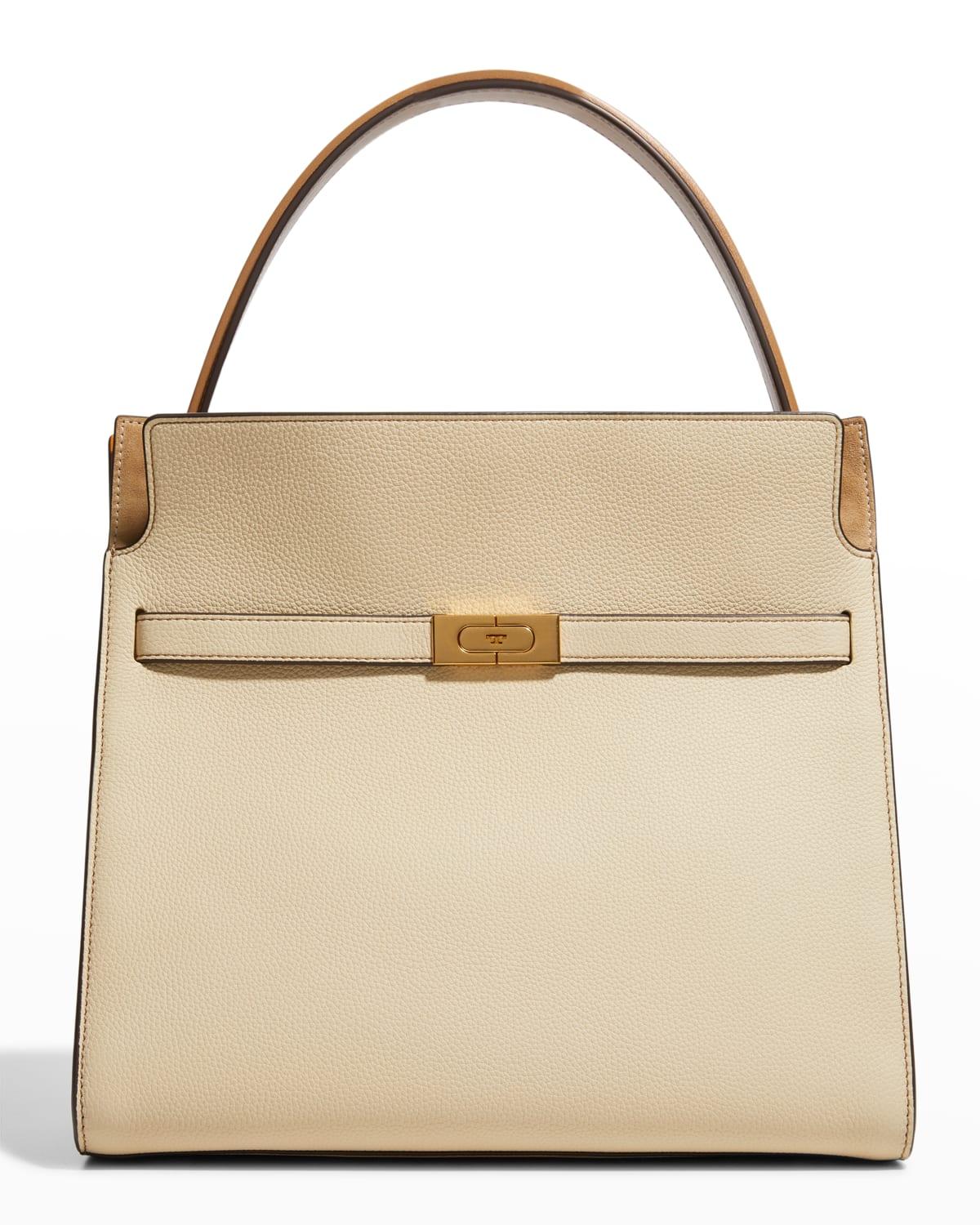 Tory Burch Lee Radziwill Pebbled Leather Double Bag in Natural | Lyst