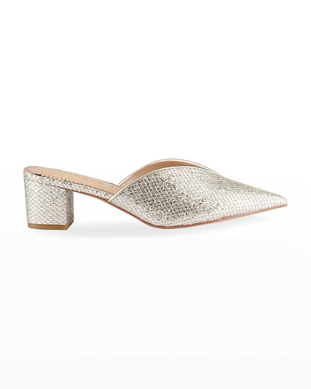 Allegra James Fiona Metallic Slide Mules in White | Lyst
