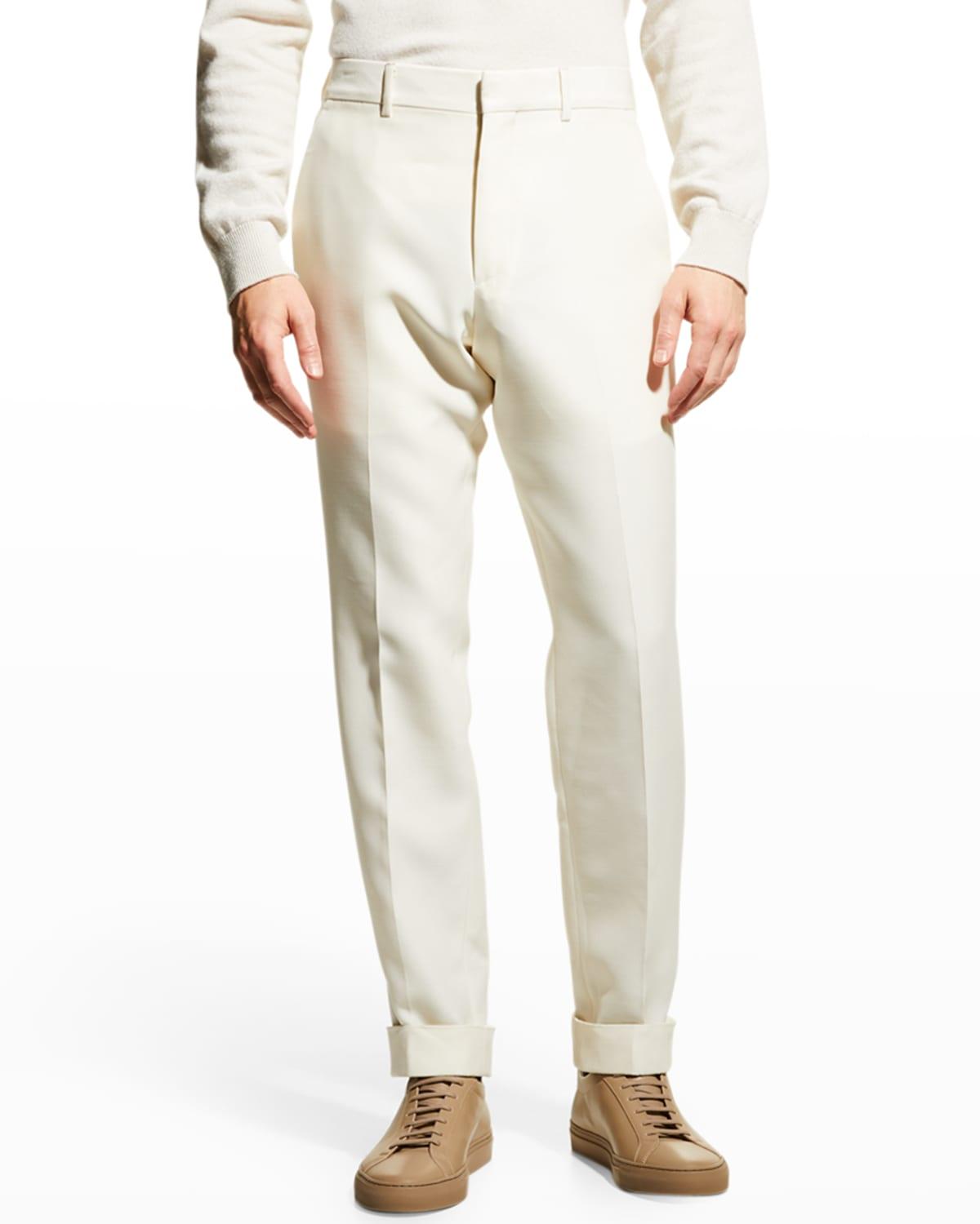 Tom Ford Cooper Wool-silk Poplin Trousers in White for Men