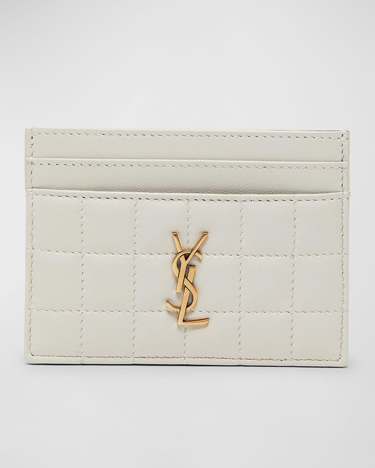 Saint Laurent Cassandra Ysl Quilted Lambskin Leather Card Holder, Fox, Women's, Small Leather Goods Card Cases & Card Holders