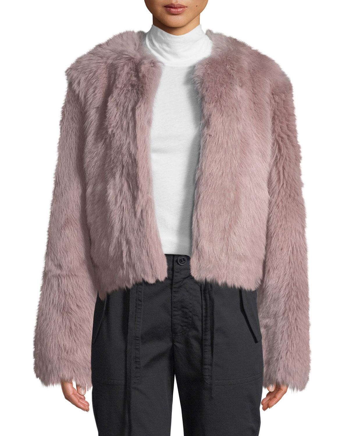 Vince Cropped Shearling Fur Coat in Pink Lyst