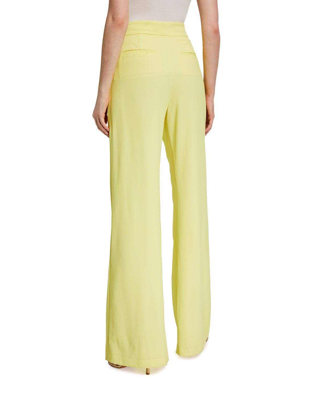 Alice + Olivia Dylan High-waist Wide-leg Pants in Yellow - Lyst