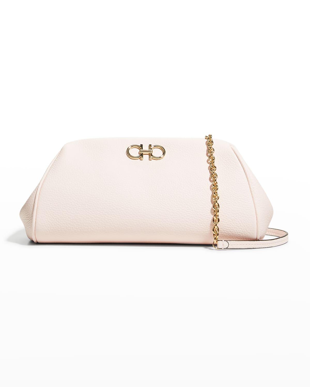 Ferragamo Gancini Leather Clutch Bag W/ Strap in Pink | Lyst