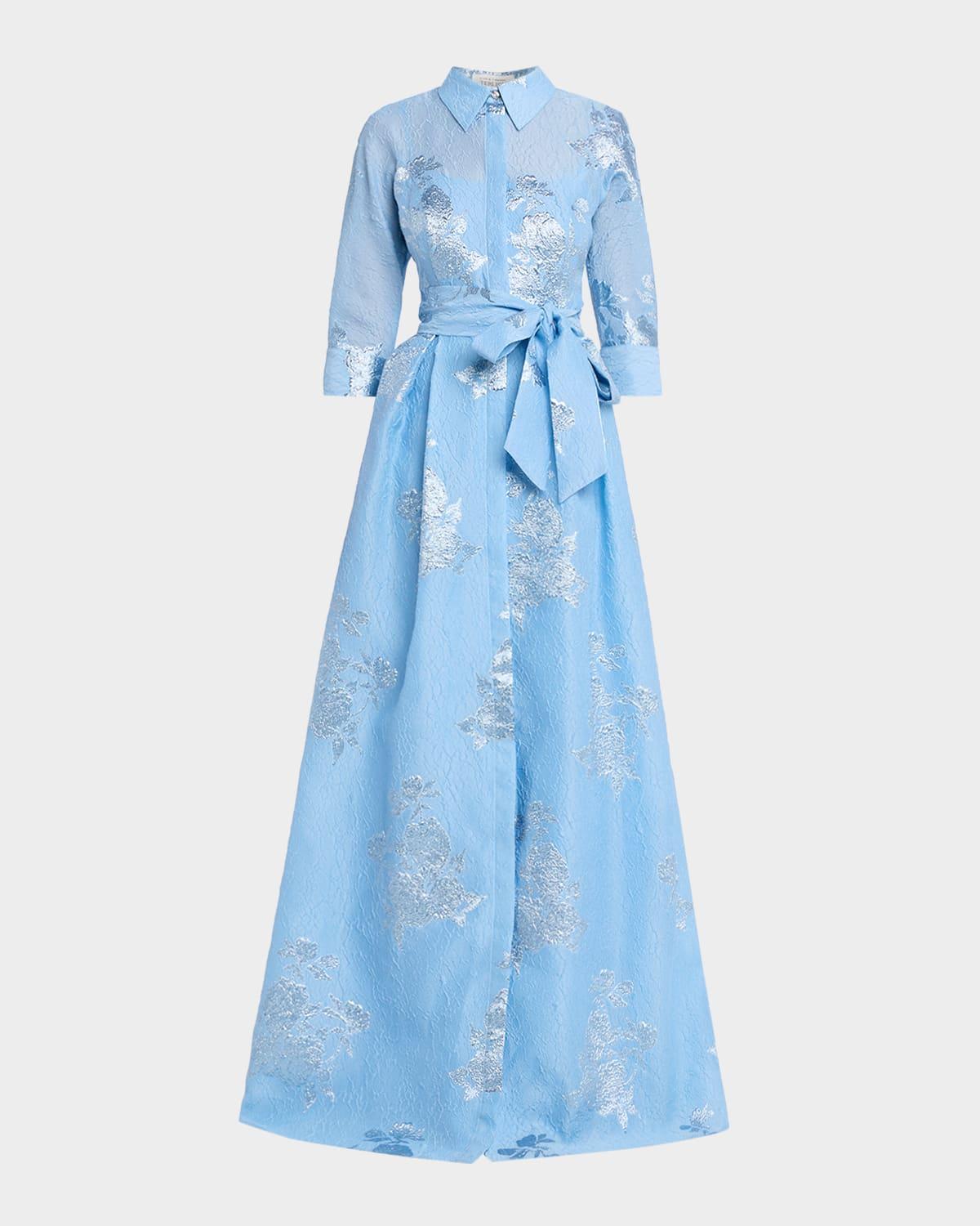 princess polly baby blue dress $1980 Rickie Freeman For Teri Jon Premier Women Blue Lace Gown Dress Size 4 main image 1