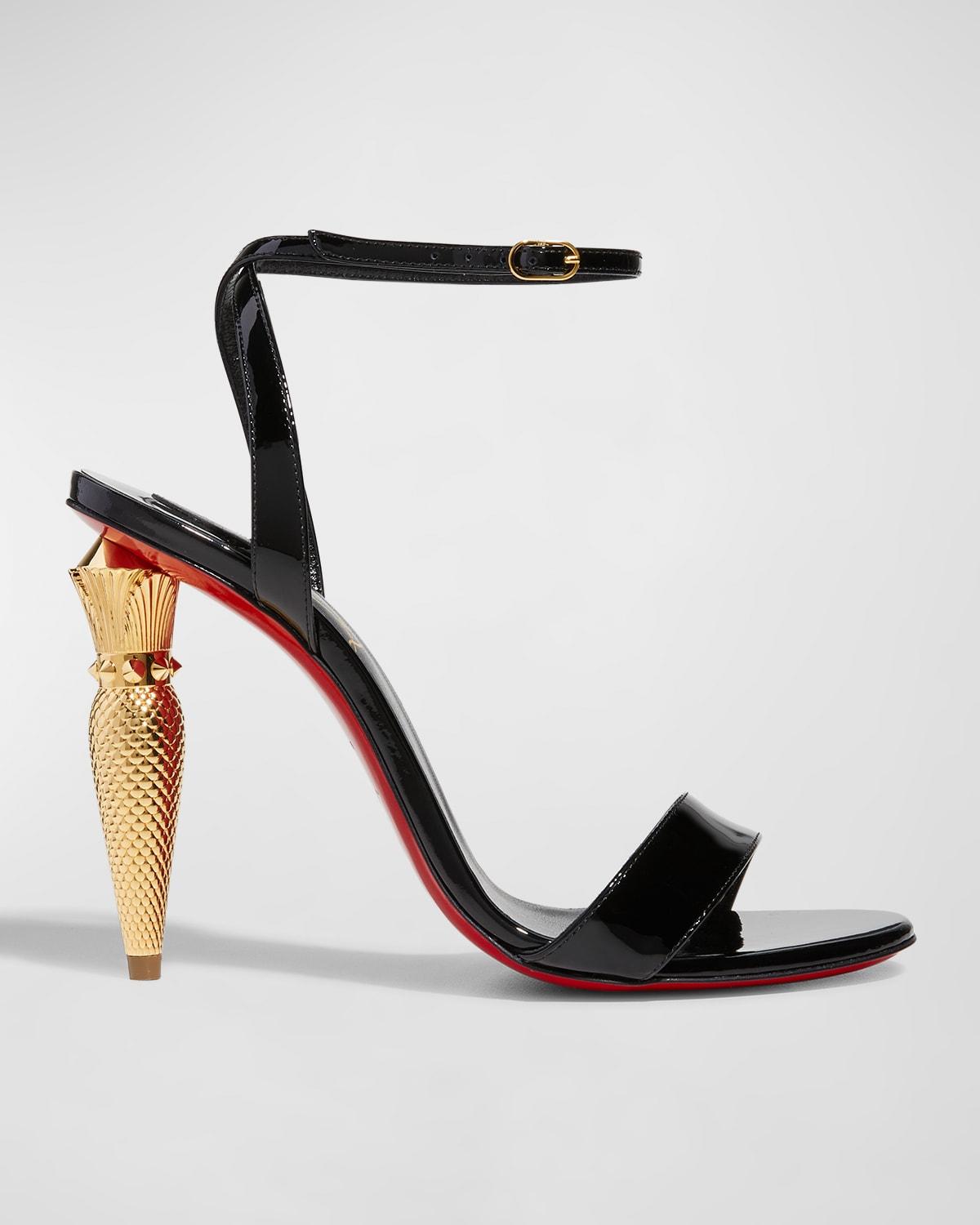 Christian Louboutin Lip Queen Patent Red Sole Sandals in Black | Lyst