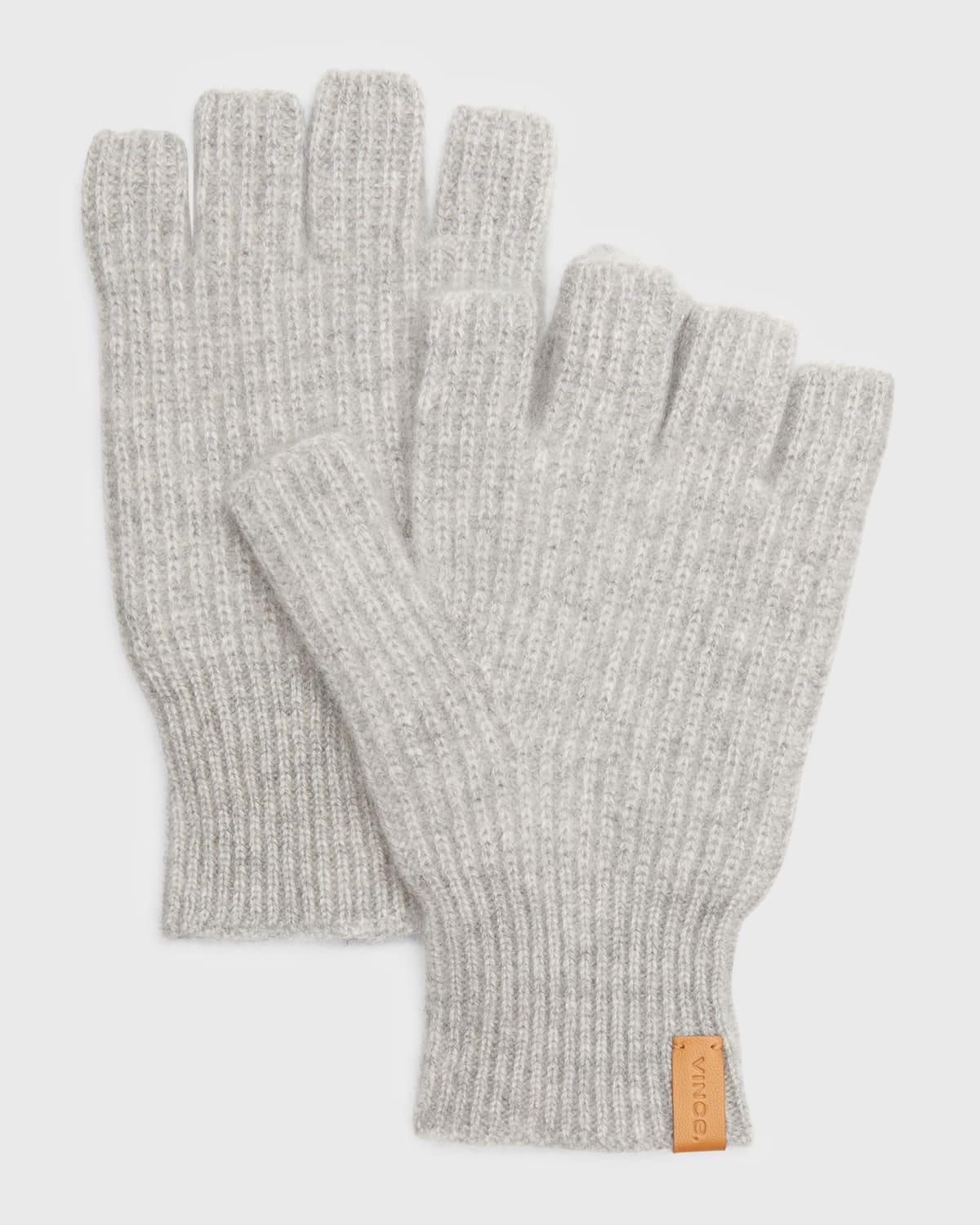 Vince Ribbed Cashmere Fingerless Gloves in Gray Lyst