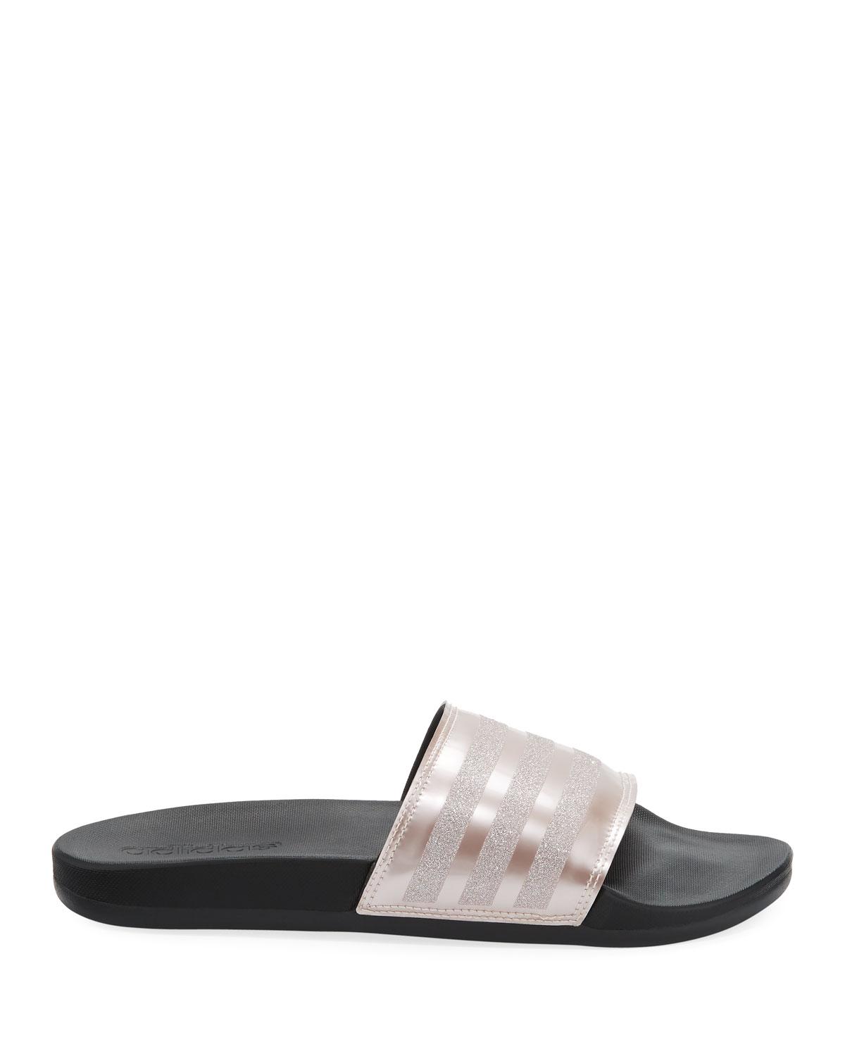  adidas  Leather Adilette  Glitter Comfort  Slide Sandal  Lyst