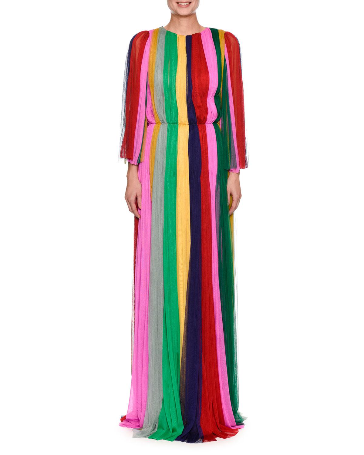 striped chiffon dress