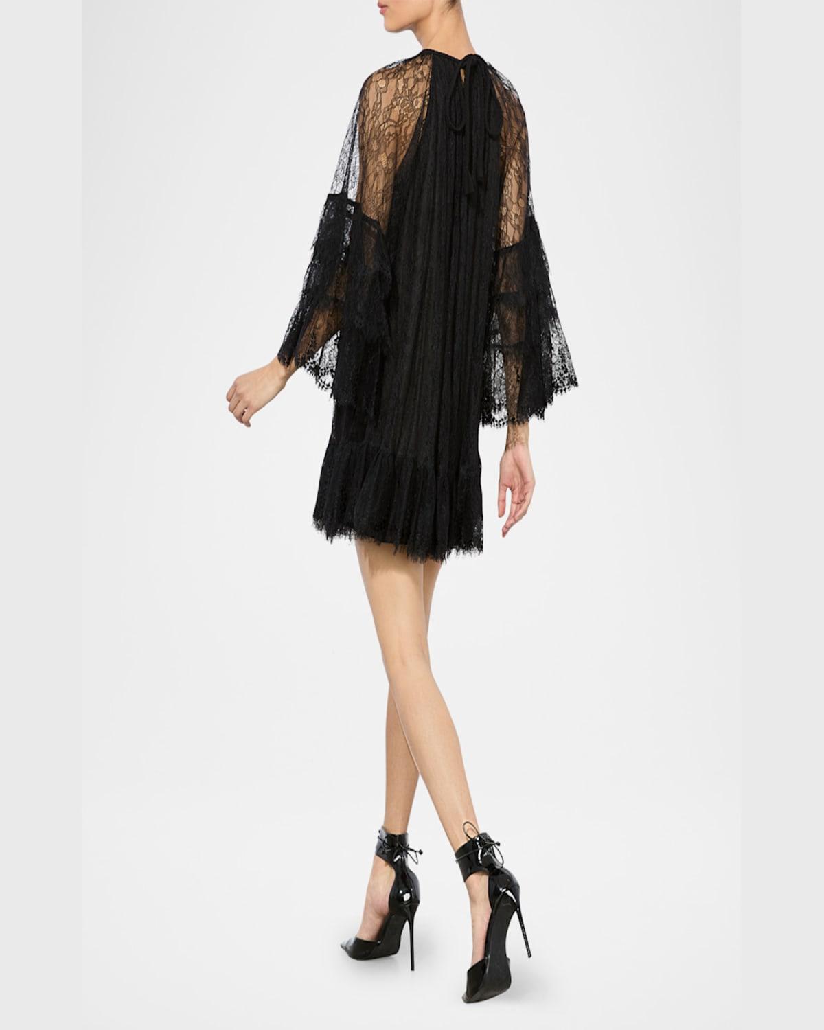 Alice + Olivia Delia Ruffle Angel-Sleeve Tunic Dress in