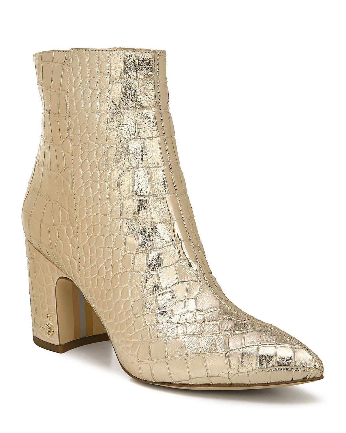 gold leather booties