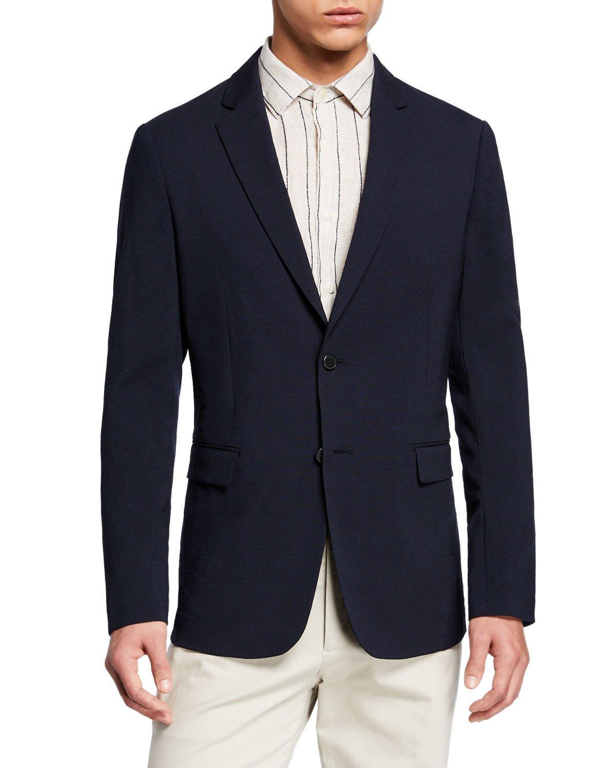 Theory Wool Men's Clinton Seersucker Two-button Jacket in Blue for Men ...