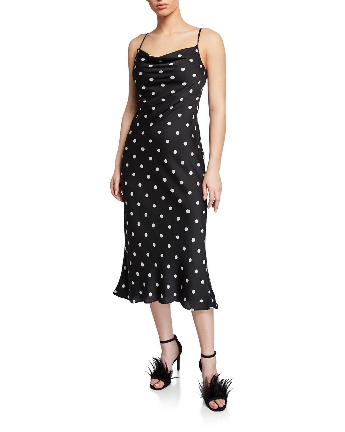 black and white polka dot slip dress