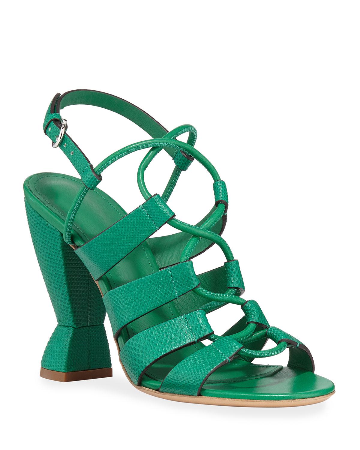 Ferragamo Sculptural Heel Sandals in Emerald Green (Green) - Lyst