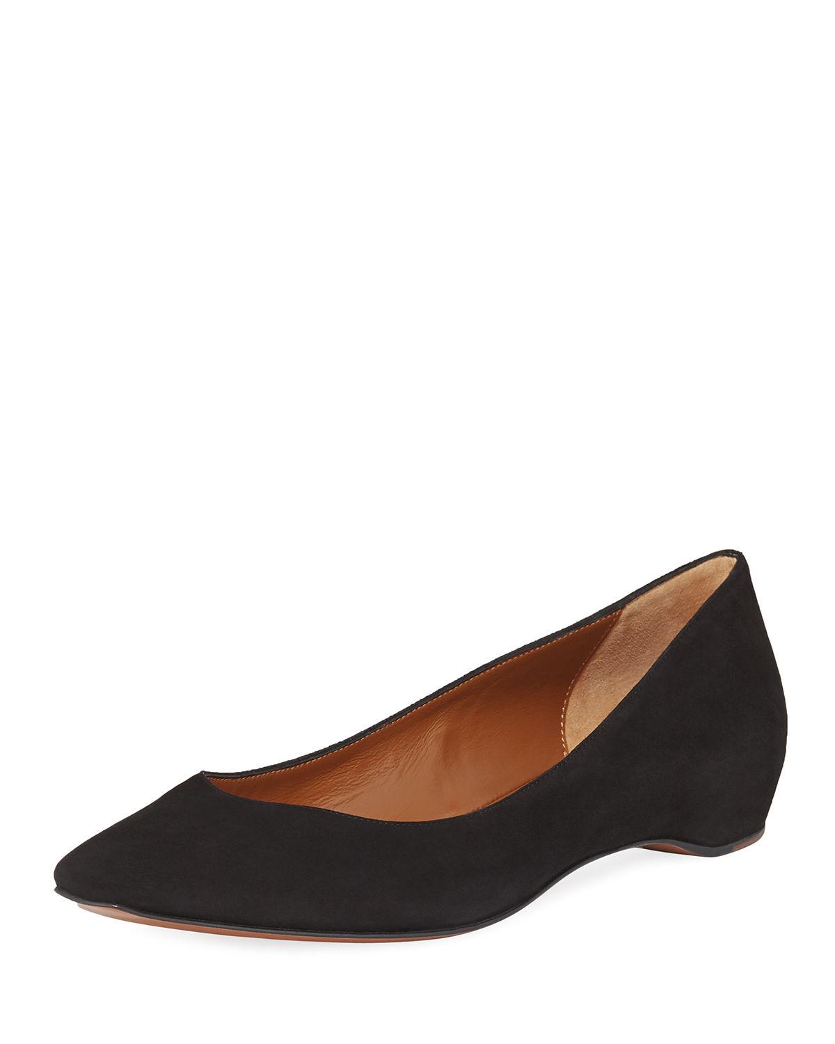 womens black suede ballet flats
