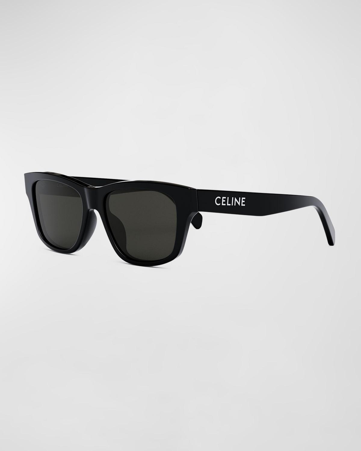 Celine Logo Monochrome Rectangle Acetate Sunglasses in Black Lyst