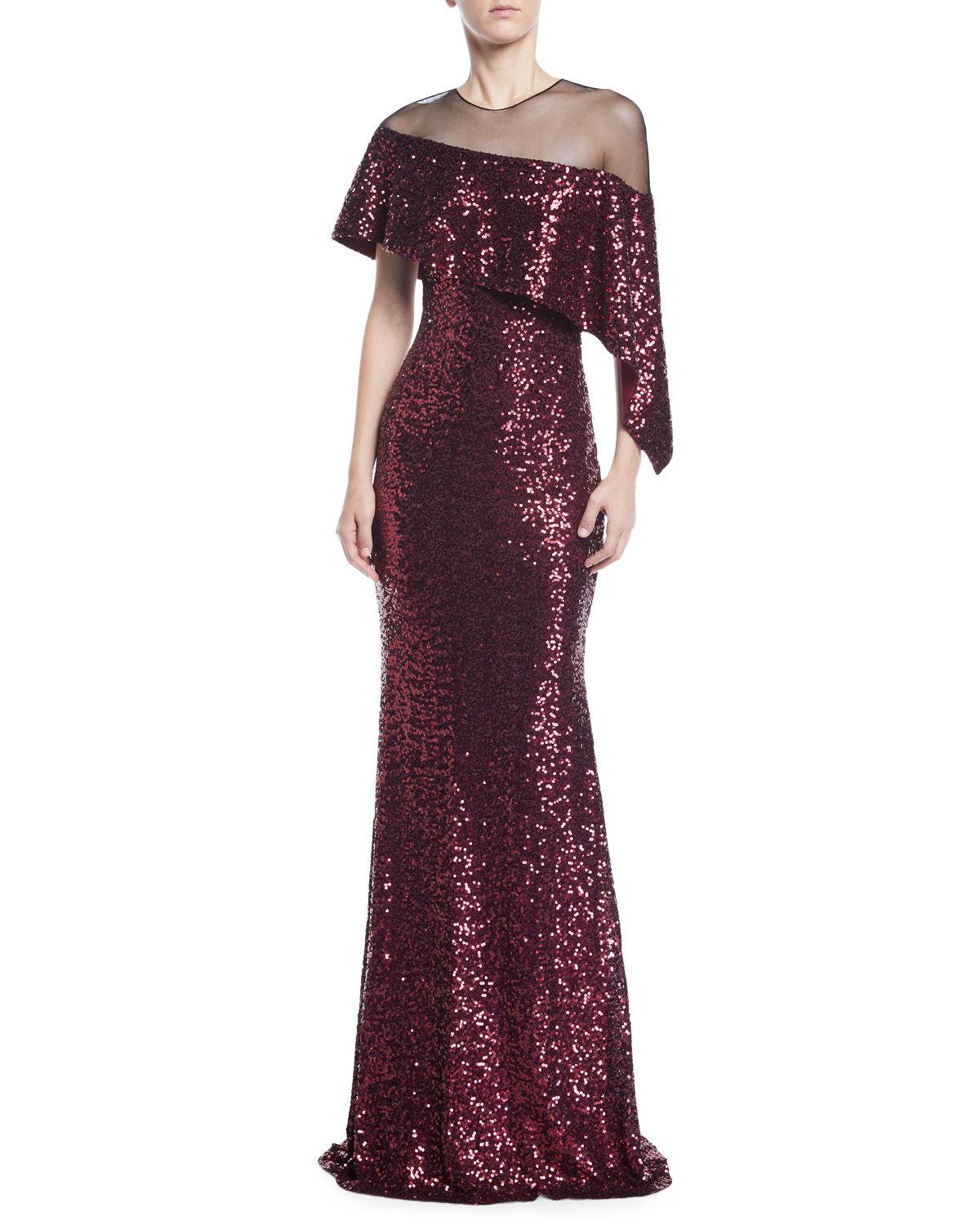 badgley mischka ruby one shoulder gown