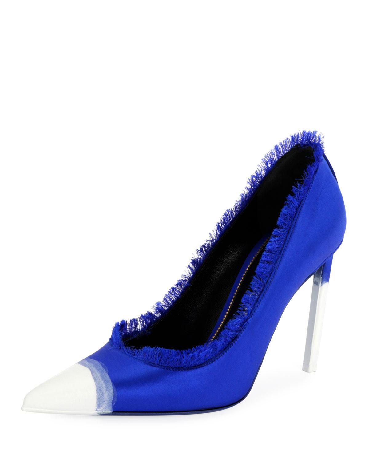blue and white pumps