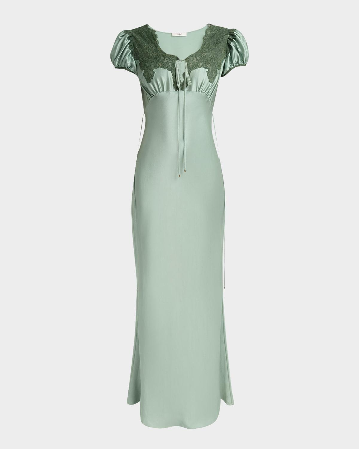 seafoam green lace dress S/S 2004 Chloé by Phoebe Philo slinky green runway dress