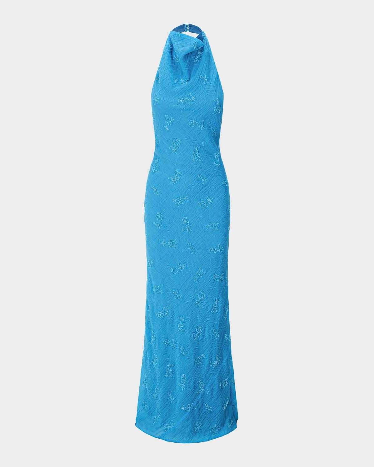 smocked blue dress Staud Tommy Spring Day Beaded Shoulder Bag
