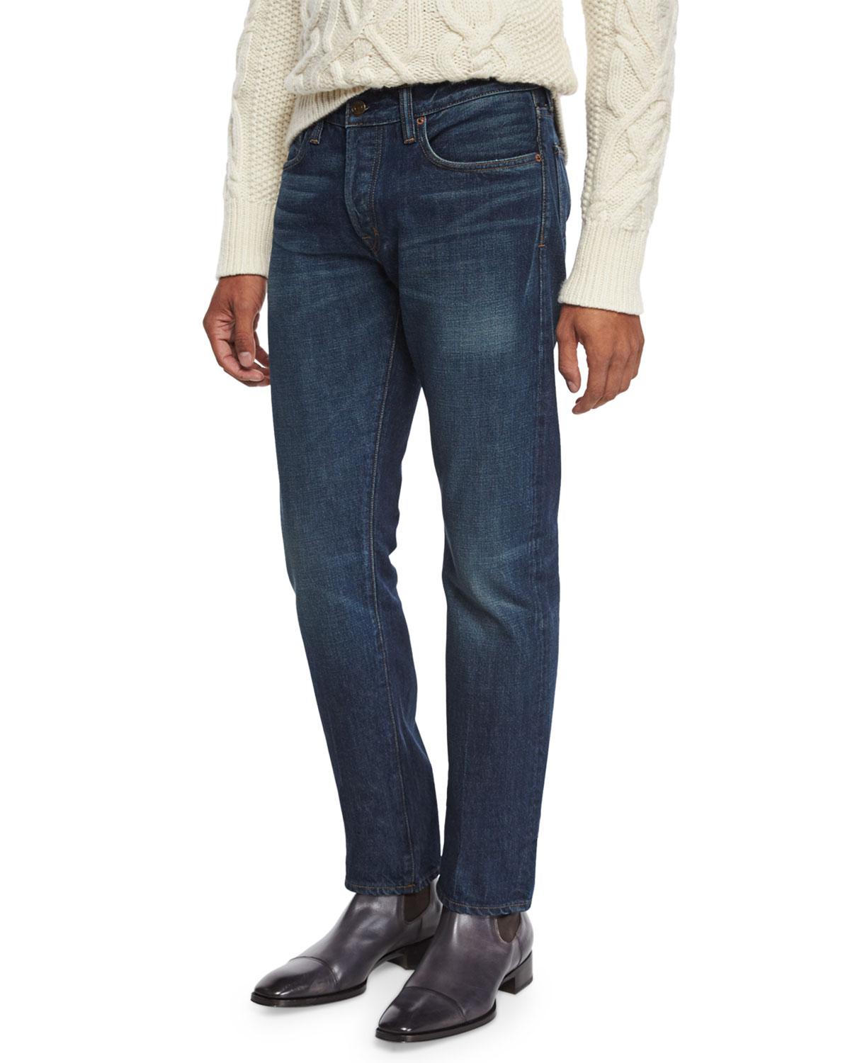 Tom Ford Straight-fit Selvedge Harrison Wash Denim Jeans Blue for Men ...