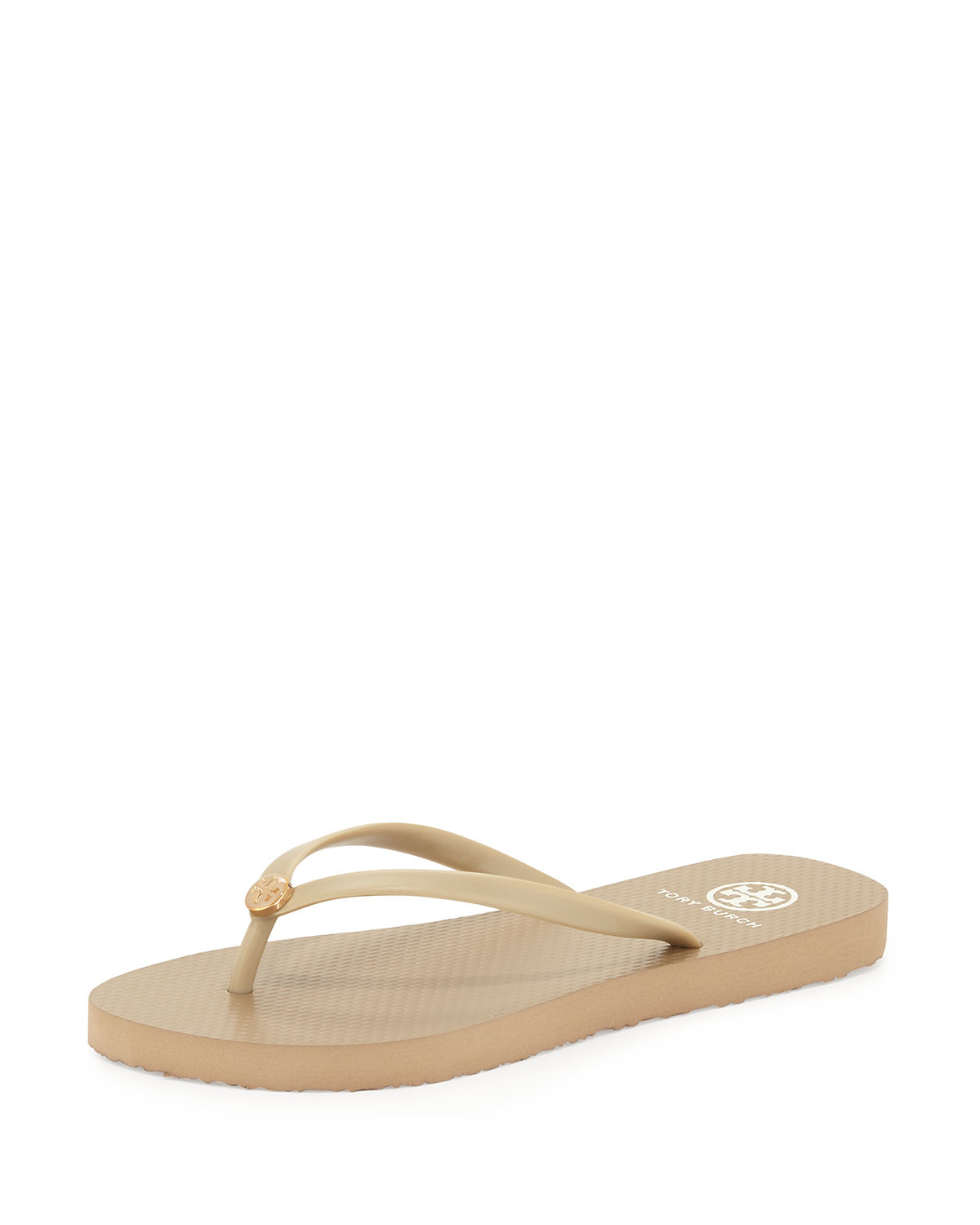 Lyst - Tory Burch Logo Rubber Flip-flop in Natural