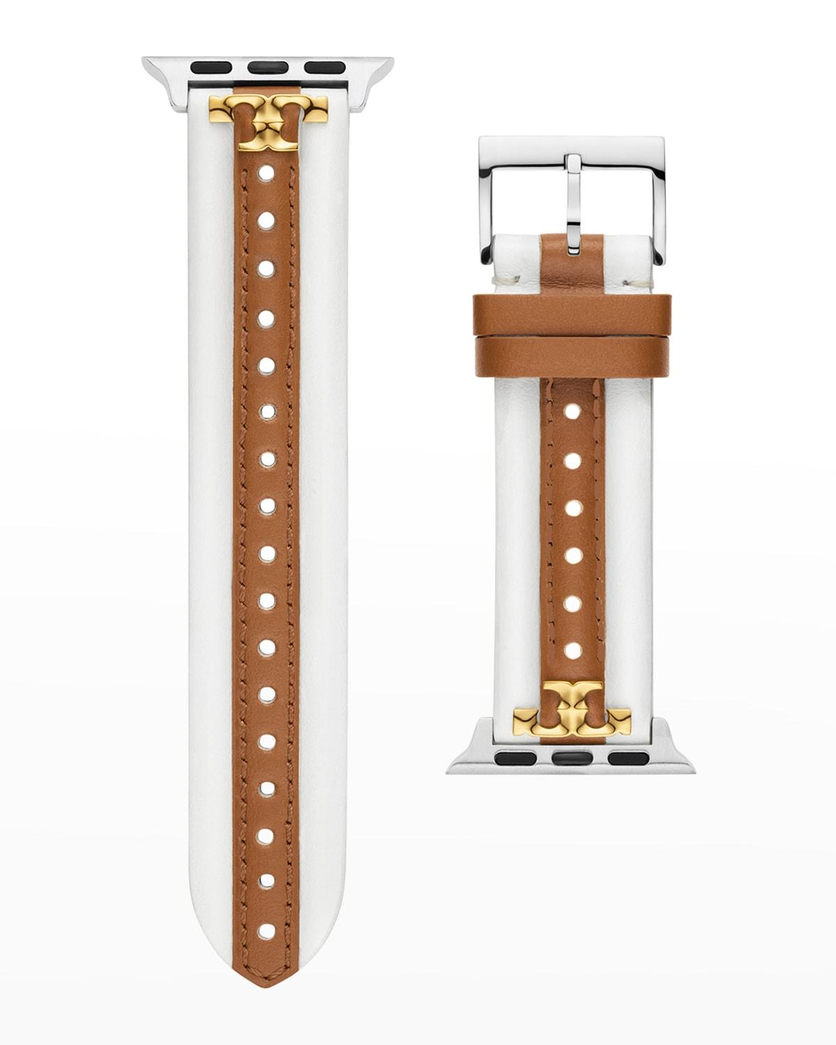 Tory Burch Kira Luggage And Ivory Leather Apple Watch Band 38