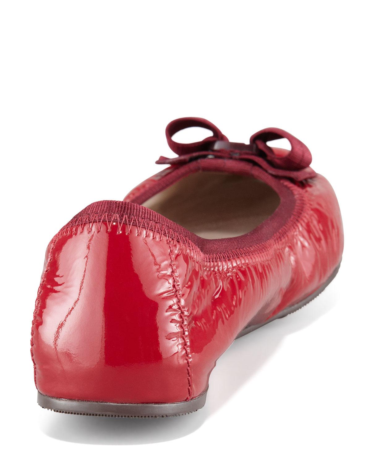 Ferragamo My Joy Patent Leather Ballerina Flat in Nero (Black) (Red) - Lyst