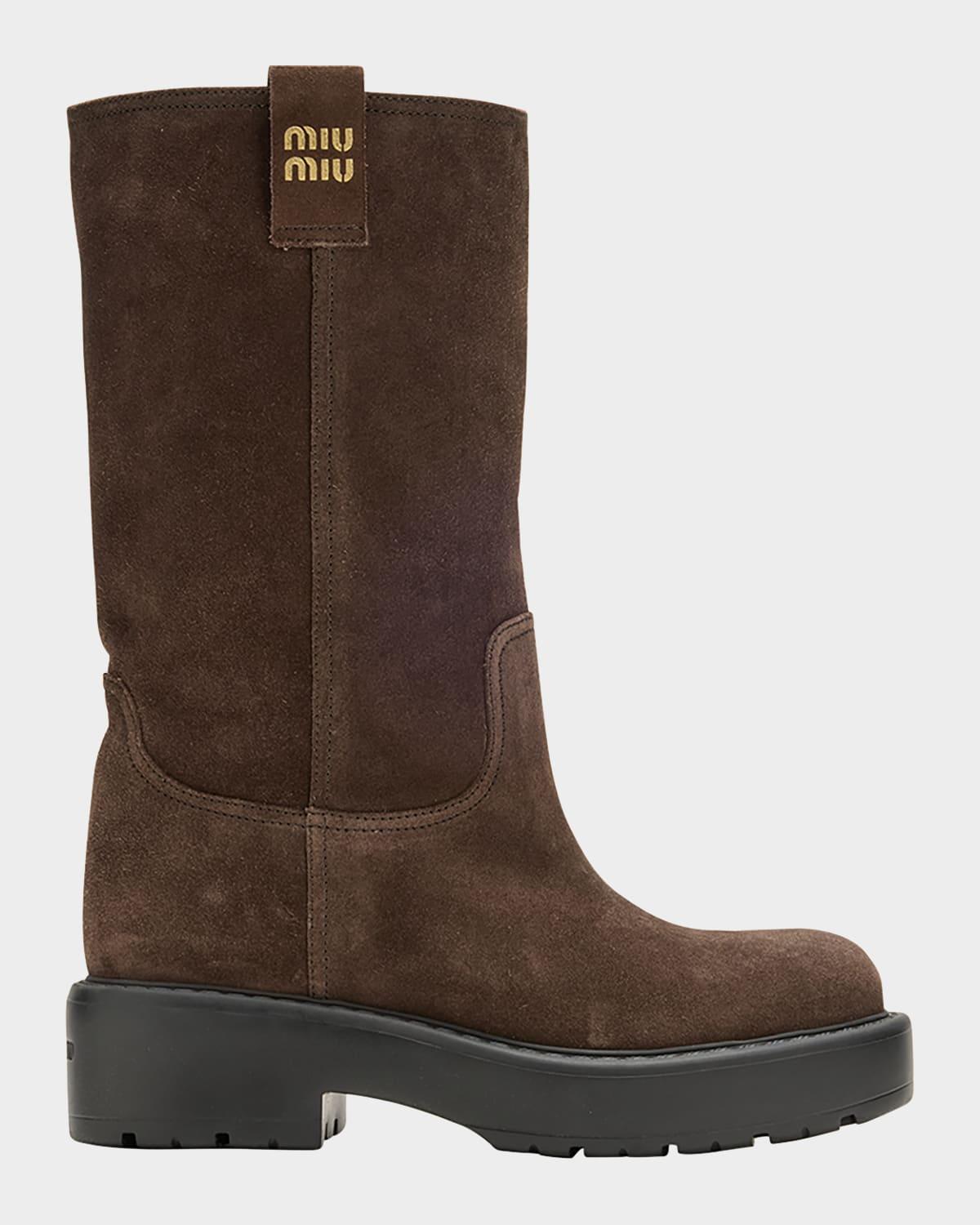 ミドルブーツ MIU MIU  Suede boots with laterali straps Miu Miu Suede Boots With Laterali Straps | italist