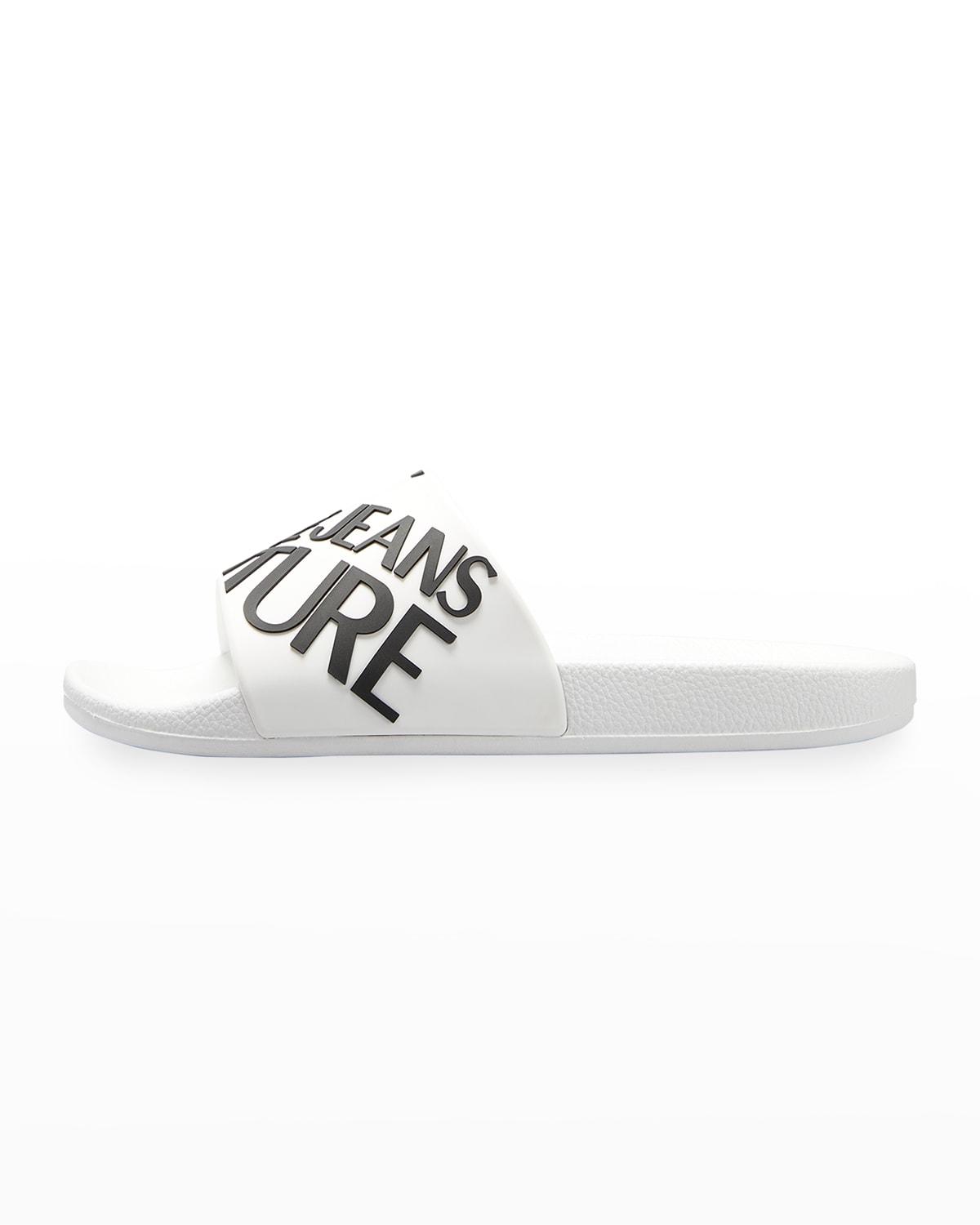 Versace Jeans Couture Logo Pool Slide Sandals in White for Men | Lyst