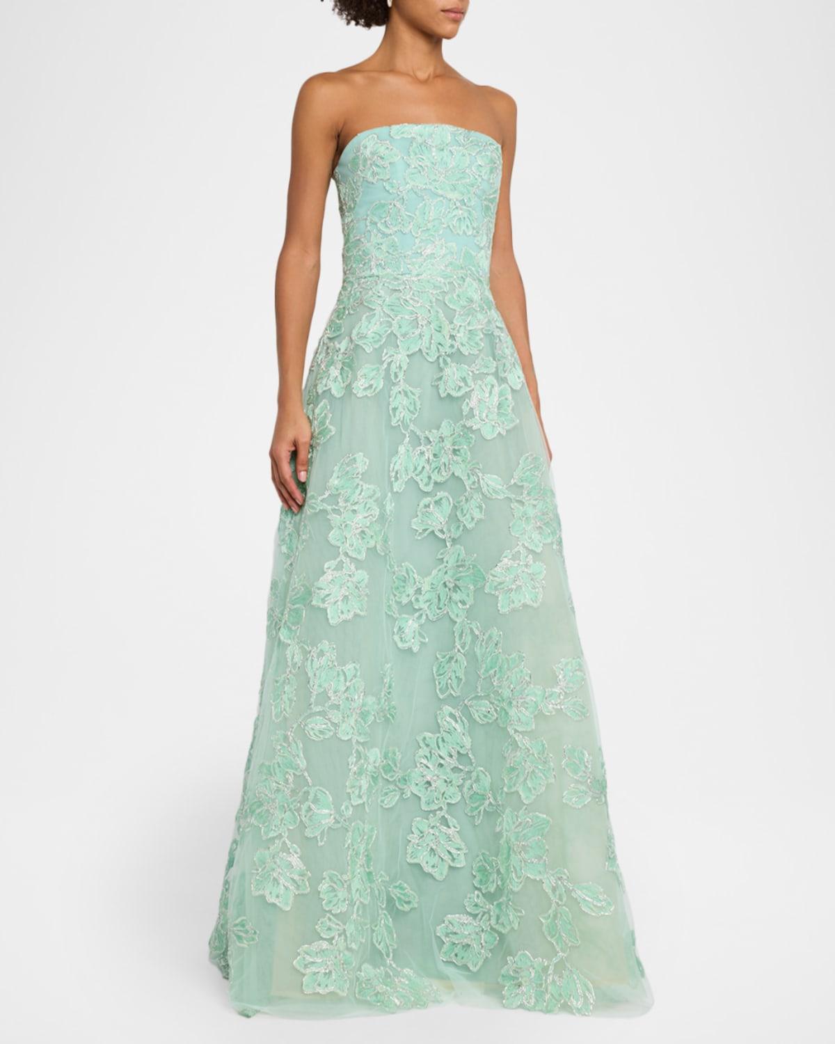 off the shoulder evening dresses 3D Floral Fitted Off Shoulder Gown by Ladivine J832 main image 1