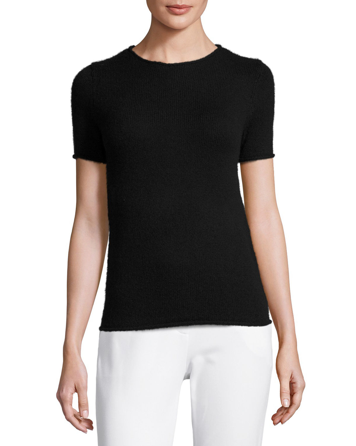 Theory Tolleree Shortsleeve Cashmere Sweater in Black Lyst