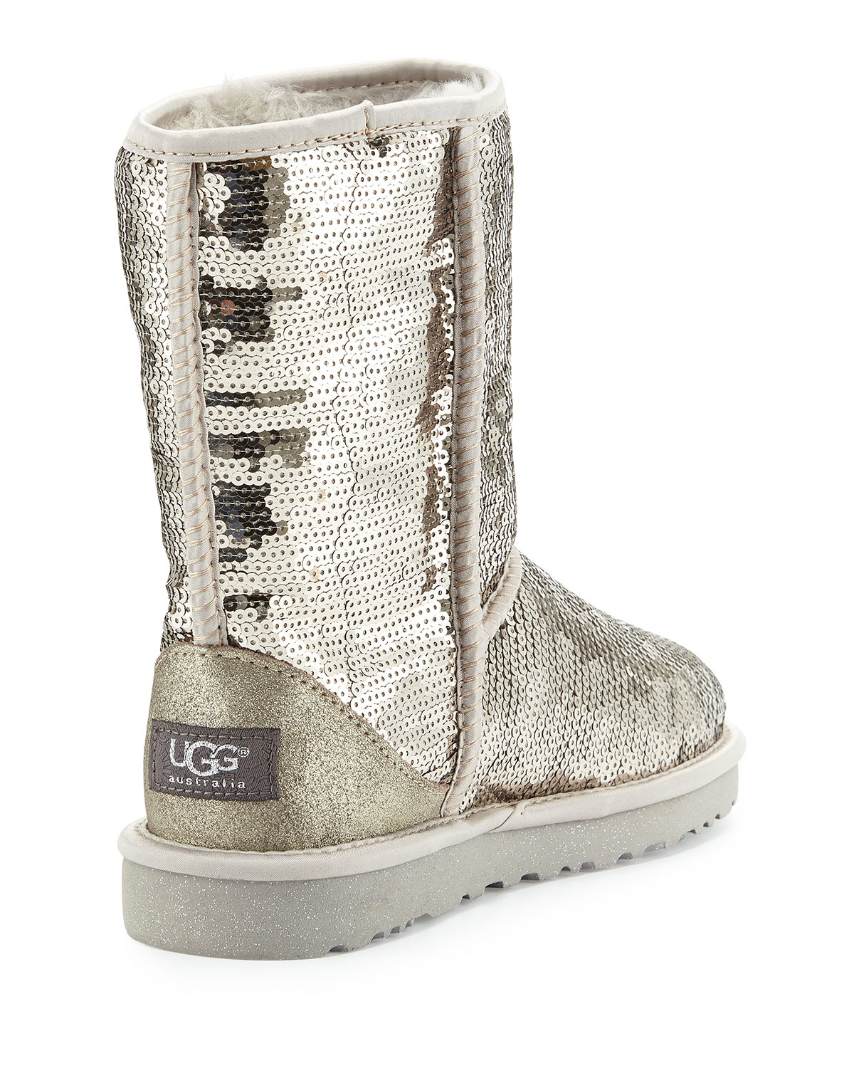 UGG Suede Classic Short Sparkles Boot in Silver (Metallic) - Lyst