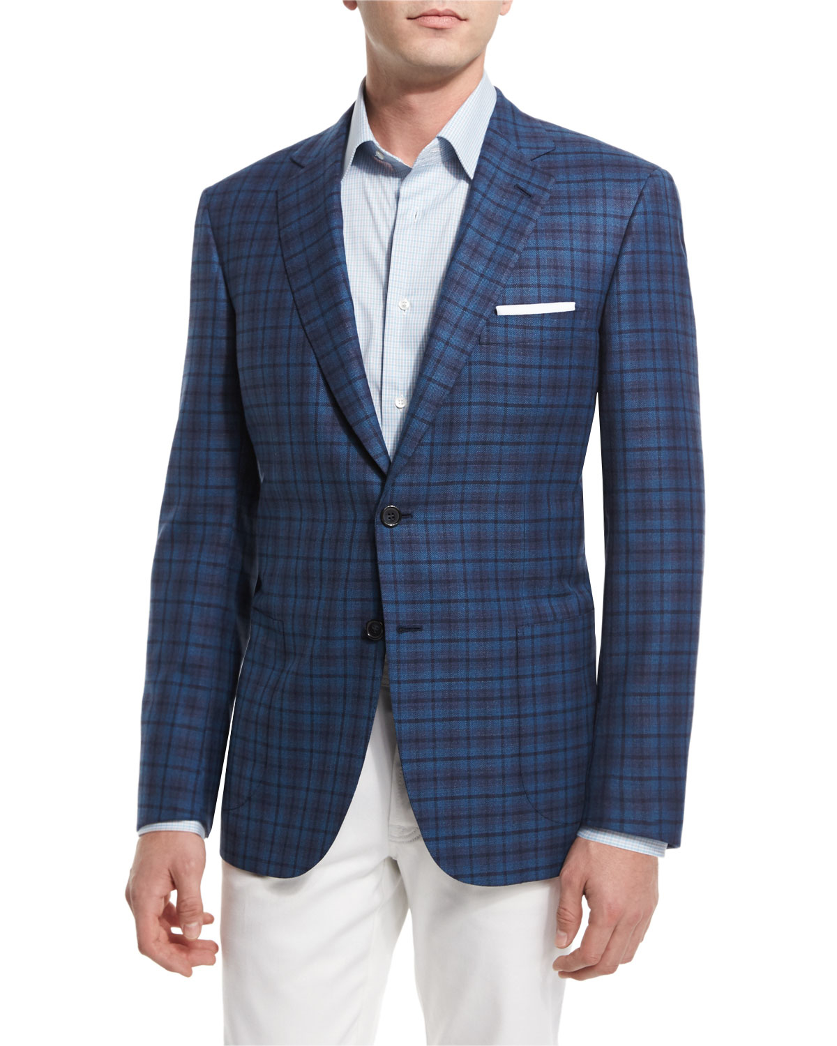 Brioni Plaid Two-button Sport Coat in Blue for Men | Lyst