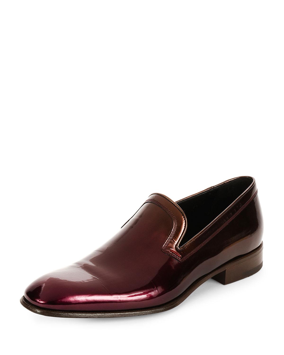 Ferragamo Garth Patent Leather Venetian Loafer in Brown for Men | Lyst