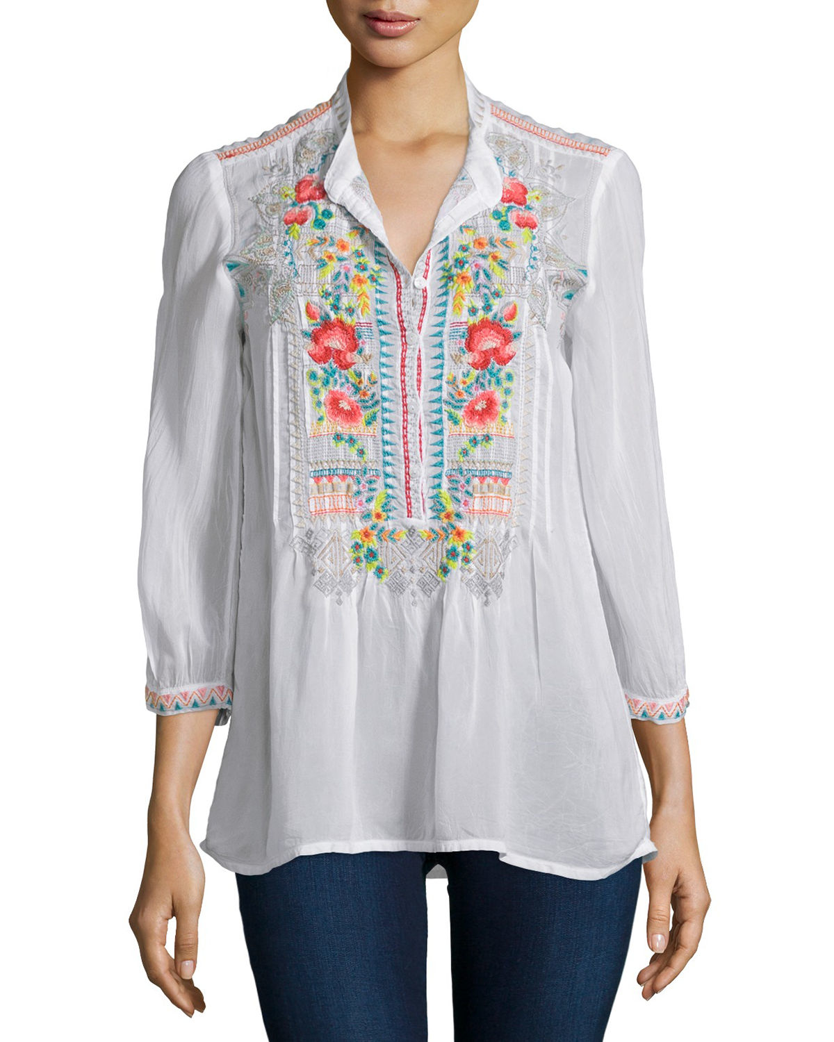 Johnny was Mandala Embroidered Tunic in Floral (WHITE) - Save 31% | Lyst
