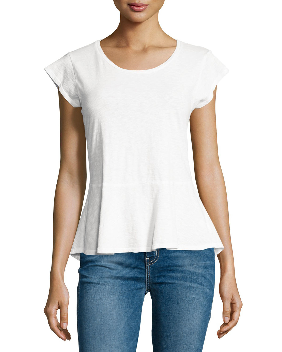 Lyst - Velvet Itzel Cap-sleeve Cotton Peplum Top in White