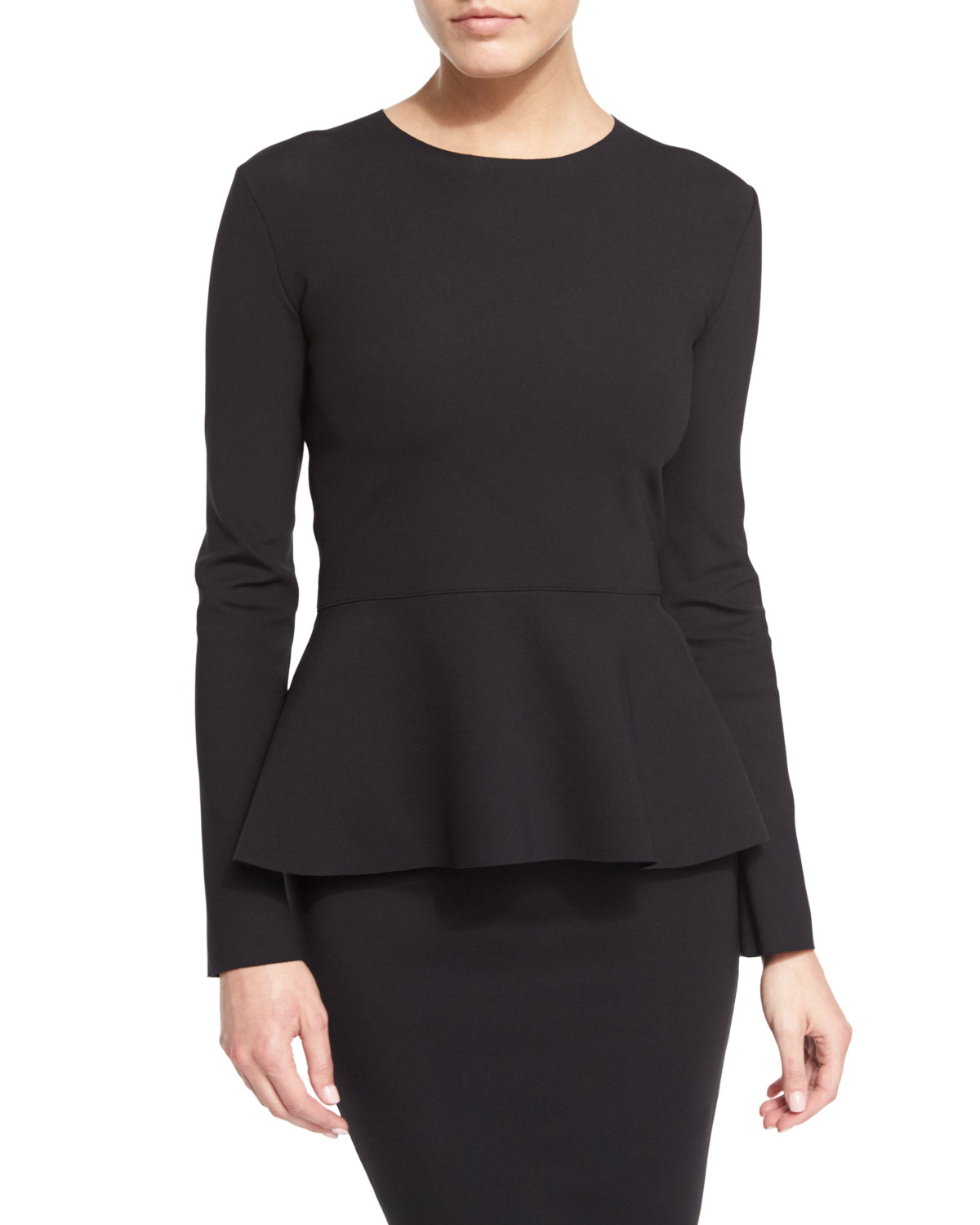 Shop by category Lulus Exclusive! Add a little romance on the daily with the Lulus Everyday Romance White Ruffled Long Sleeve Peplum Top! A cascading ruffled neckline plunges at the front of this woven faux wrap top (with loop button detail), while a peplum hem adds a flirty flaring finish.