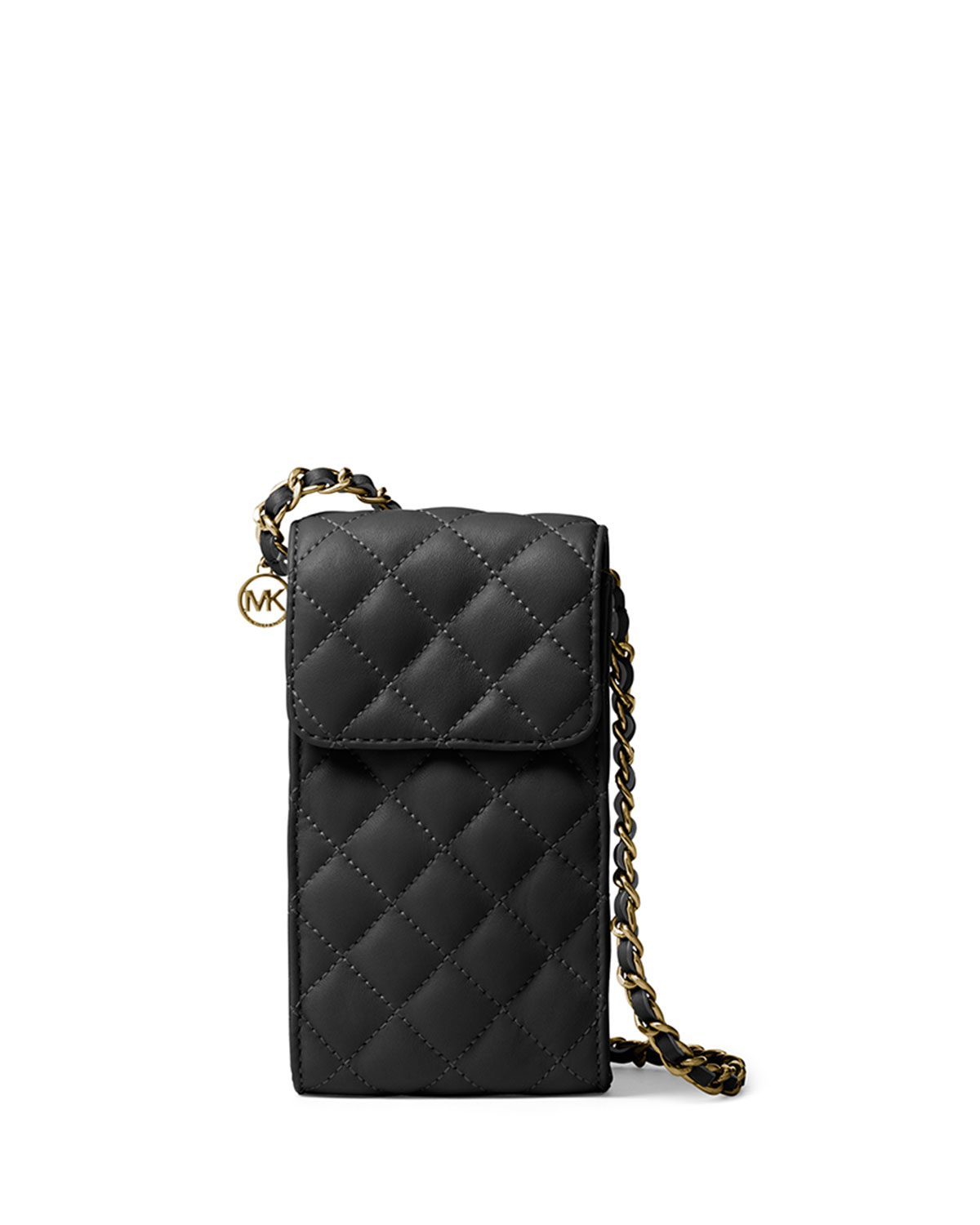 Lyst - Michael Michael Kors Sloan Phone Quilted Chain Crossbody Bag in Black