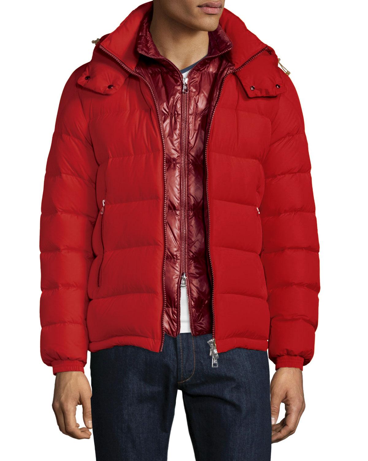 Moncler Synthetic Brique Puffer Jacket W/removable Liner in Red for Men ...