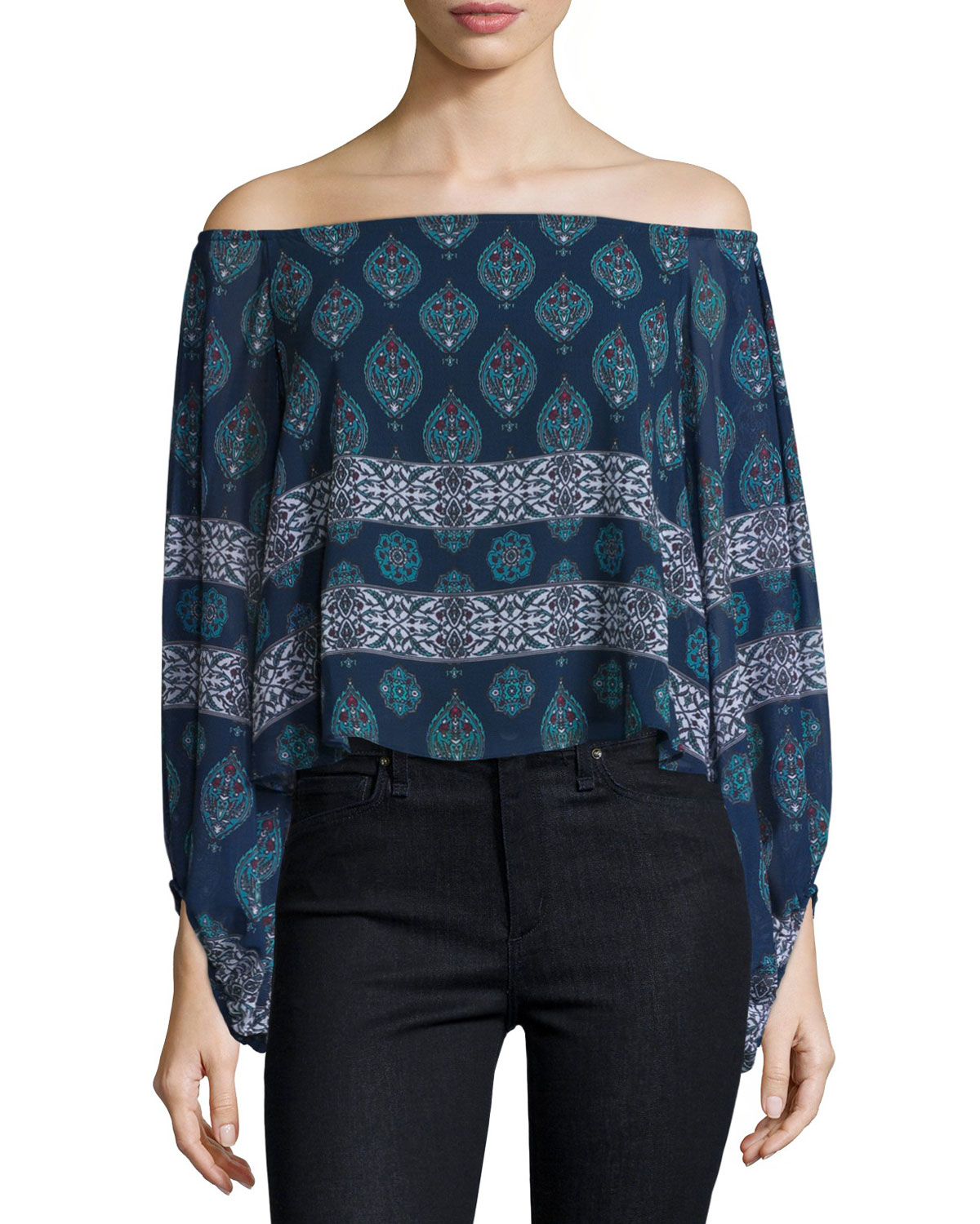 Nicholas Offtheshoulder Balloonsleeve Top in Blue Lyst