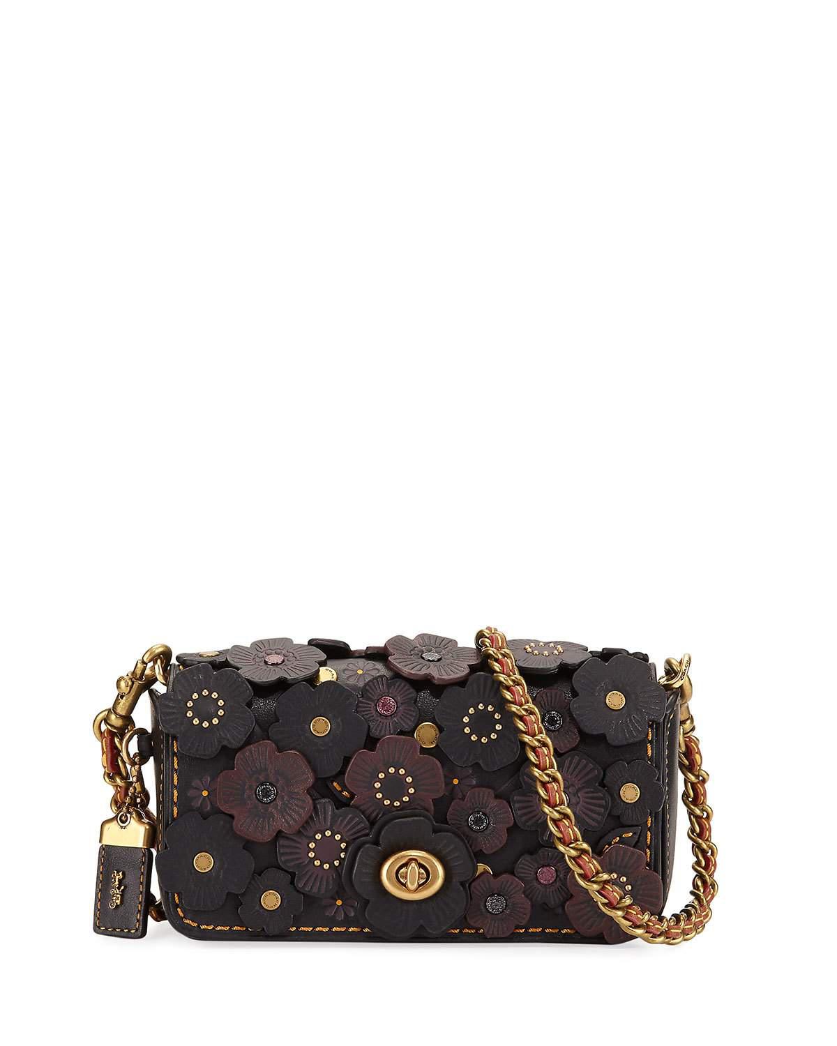 COACH Leather Dinkier Tea Rose Crossbody Bag in Black Lyst