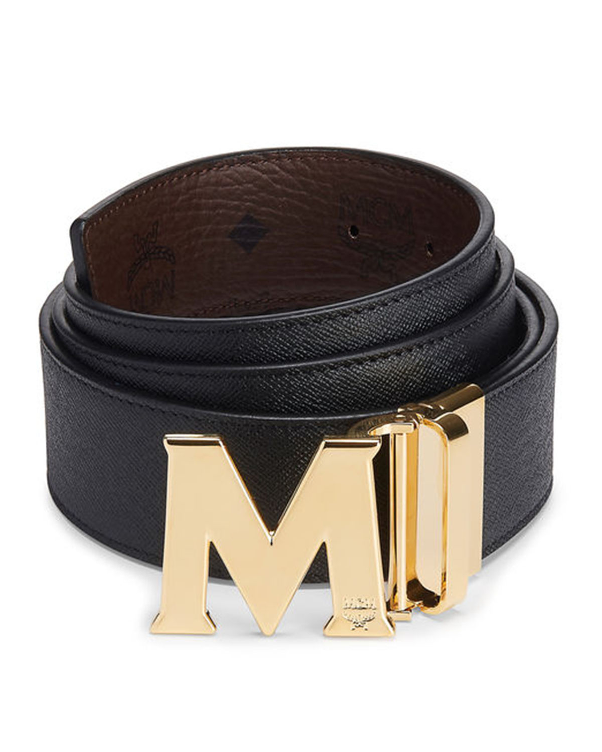 Mcm Claus Reversible Saffiano Leather Belt in Black Lyst