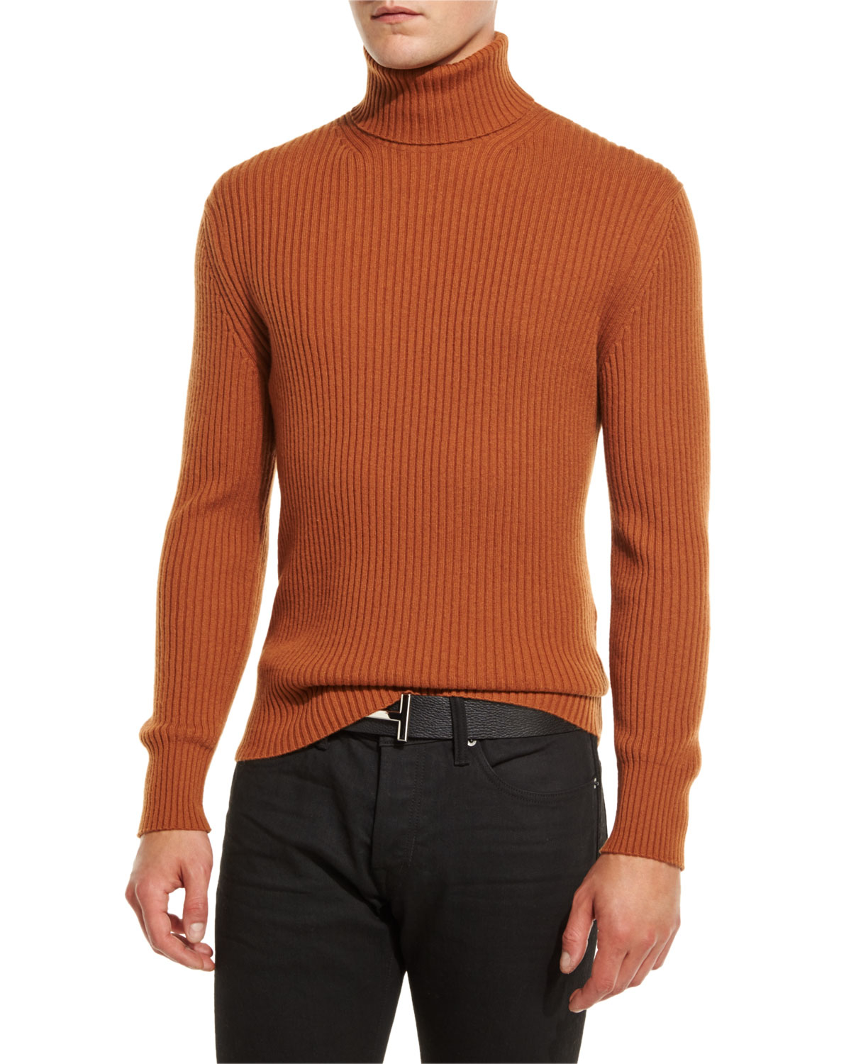 Tom ford Ribbed Turtleneck Sweater in Brown for Men Lyst
